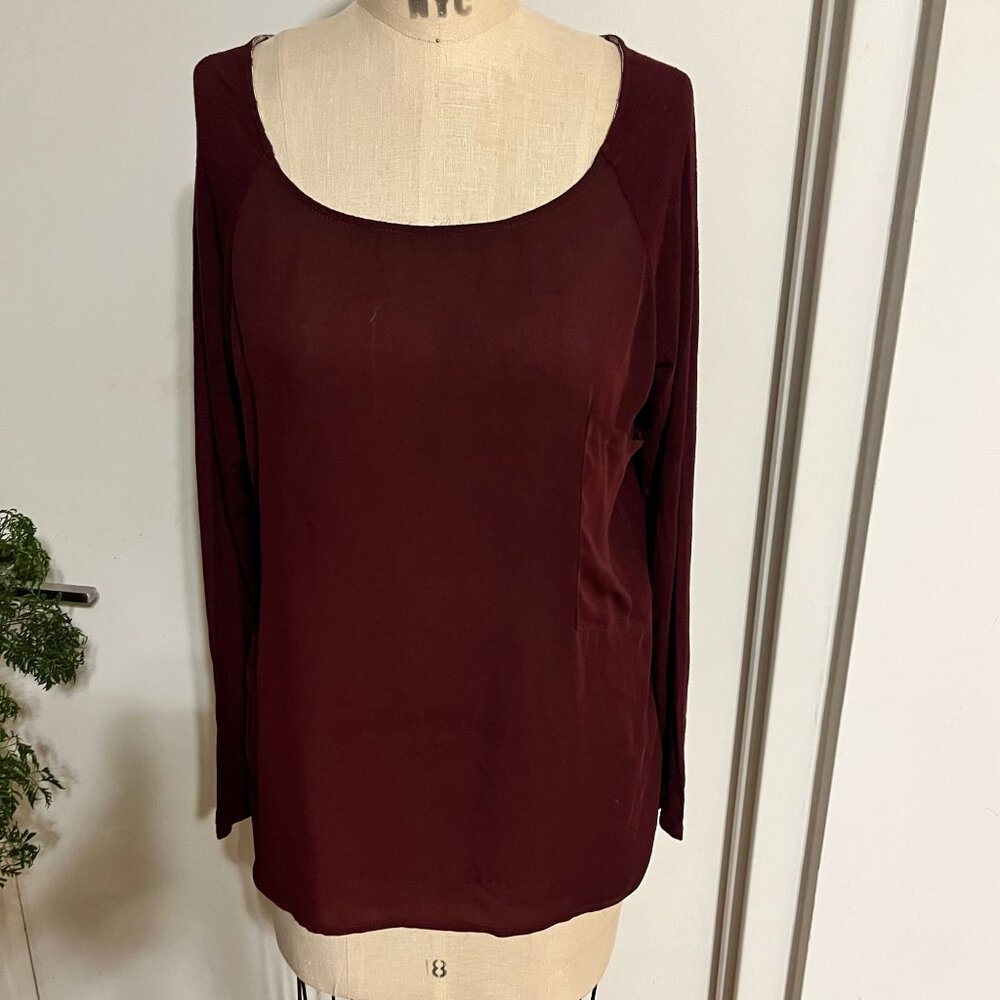 Dolan T-Shirt Long Sleeve with Pocket in Burgundy Size Medium‎